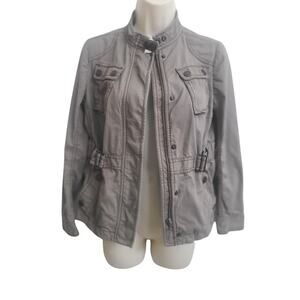 Y2K Jacket Ann Taylor Loft Women’s Petite 6P Utility Military Grey/Taupe